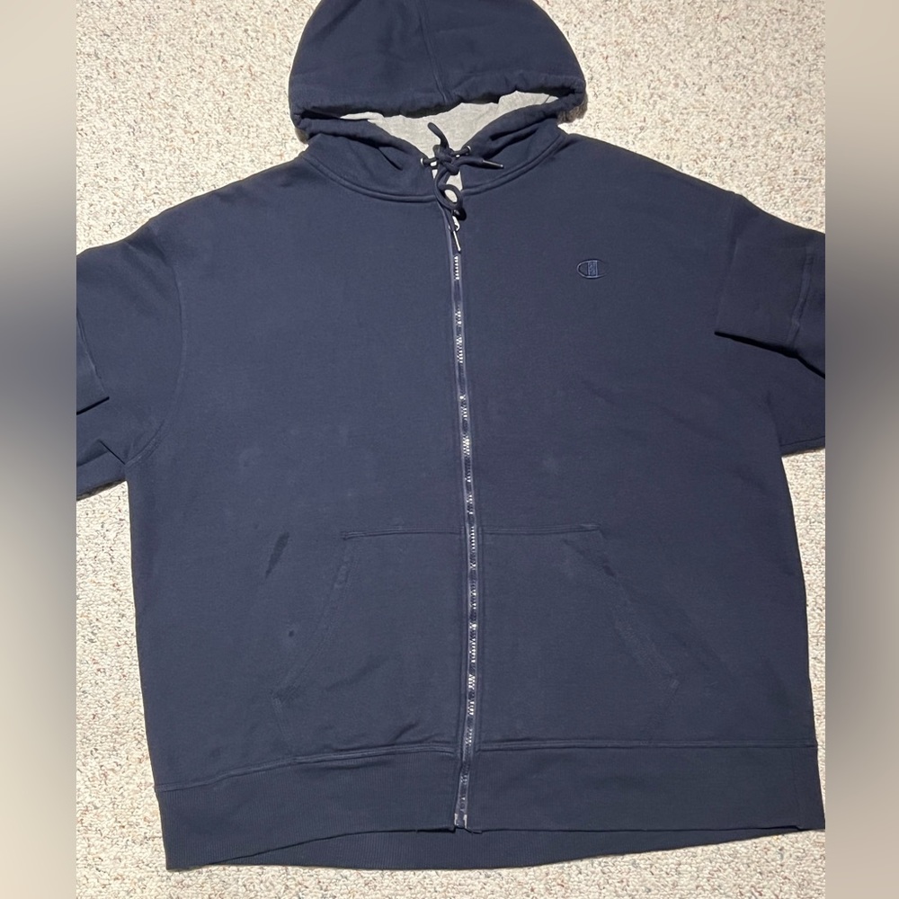 DEALS!!!!!CHAMPION MENS ZIP HOODIE NAVY BLUE XL